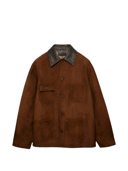  Prada Suede Caban Jacket - Brown 