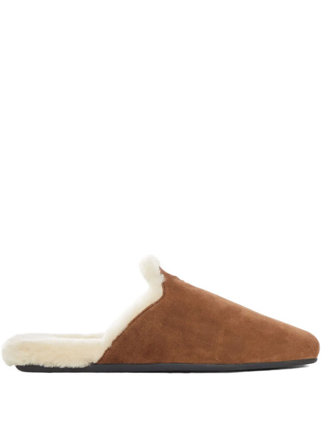  Prada Suede-leather Shearling Mules - Brown 