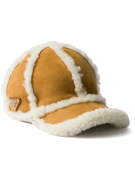  Prada Suede Shearling Baseball Cap - Neutrals 