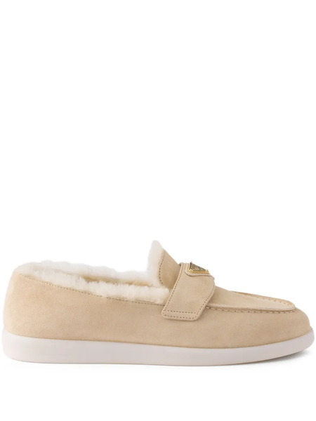  Prada Suede Shearling Loafers - Neutrals 