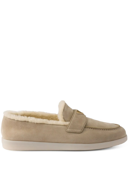  Prada Suede Shearling Loafers - Neutrals 