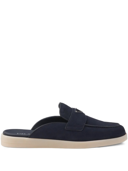  Prada Suede Slip-on Slippers - Blue 