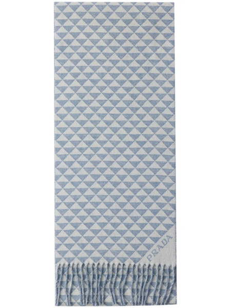 Prada Symbole-geometric Motif Scarf - Blue 
