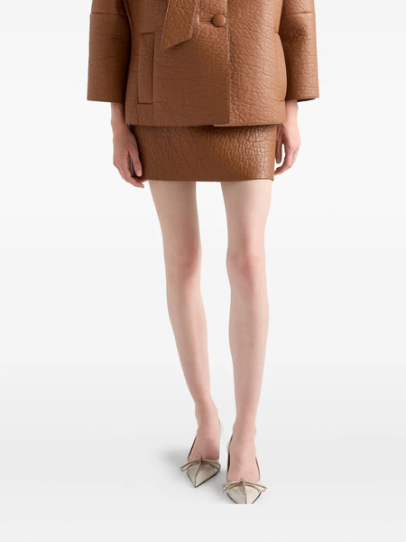  Prada Textured Leather Mini Skirt - Brown 
