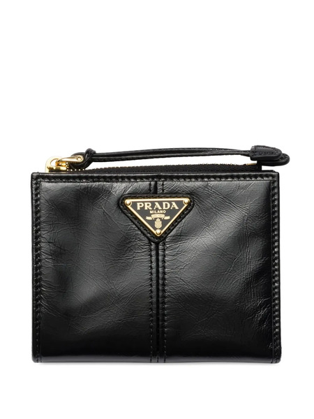  Prada Textured Leather Zip Wallet - Black 