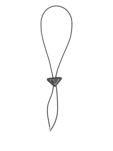  Prada Triangle Leather Tie - Black 