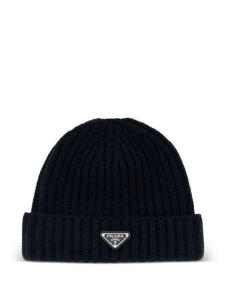  Prada Triangle-logo Beanie Hat - Black 