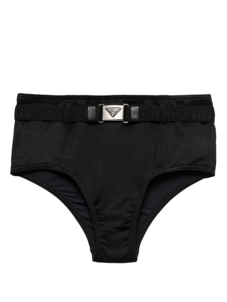  Prada Triangle-logo Belted Bikini Bottoms - Black 