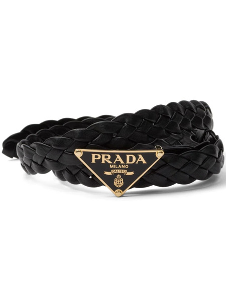  Prada Triangle-logo Braided Belt - Black 
