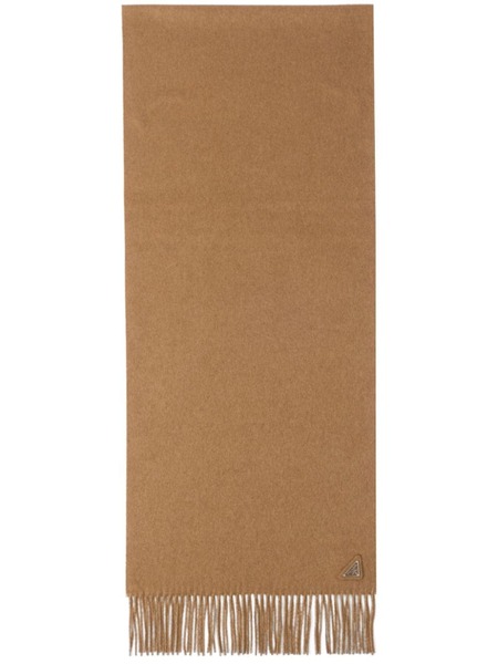  Prada Triangle-logo Cashmere Scarf - Brown 