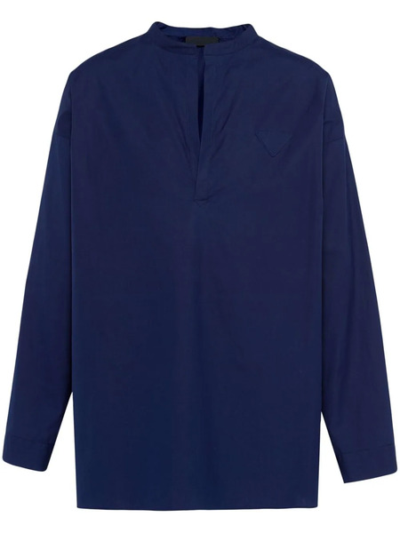  Prada Triangle-logo Cotton Shirt - Blue 