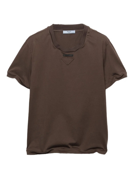  Prada Triangle-logo Crew-neck T-shirt - Brown 