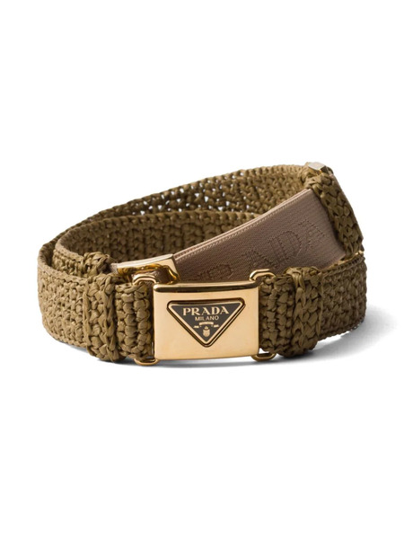  Prada Triangle-logo Crochet Belt - Green 