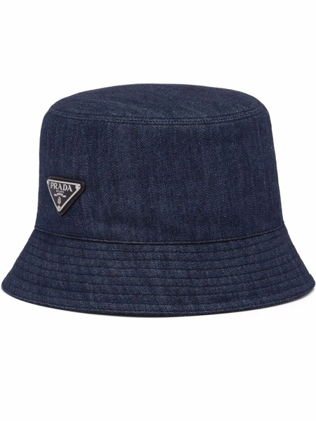  Prada Triangle-logo Denim Bucket Hat - Blue 