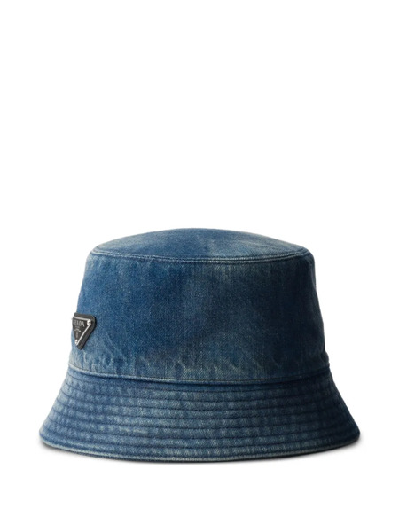  Prada Triangle-logo Denim Bucket Hat - Blue 