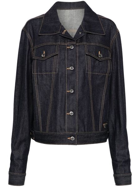  Prada Triangle Logo Denim Jacket - Blue 