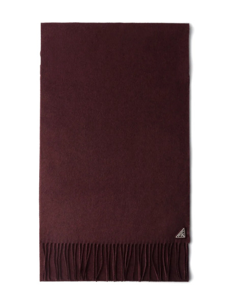  Prada Triangle-logo Fringed Scarf - Red 