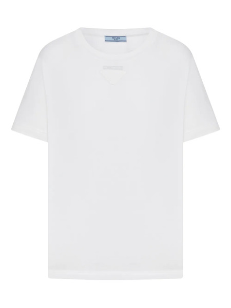  Prada Triangle Logo Jersey T-shirt - White 