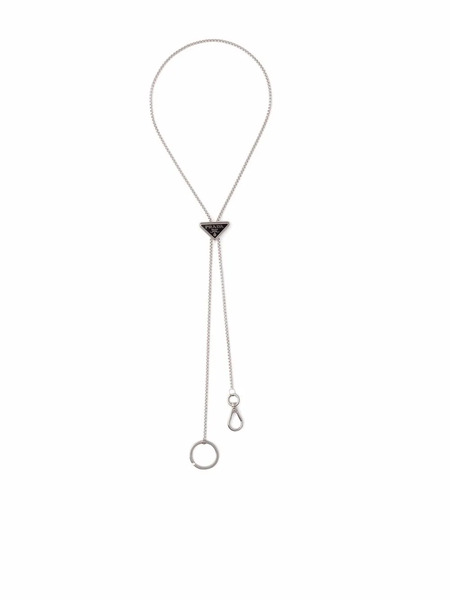  Prada Triangle-logo Keychain Necklace - Silver 