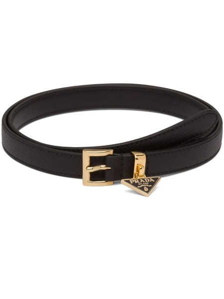  Prada Triangle-logo Leather Belt - Black 