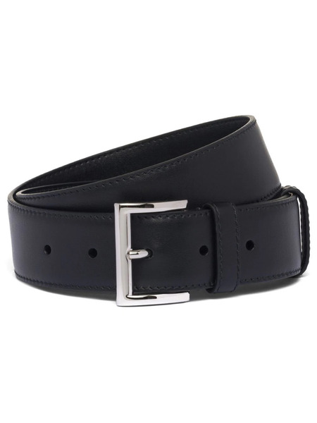  Prada Triangle-logo Leather Belt - Black 