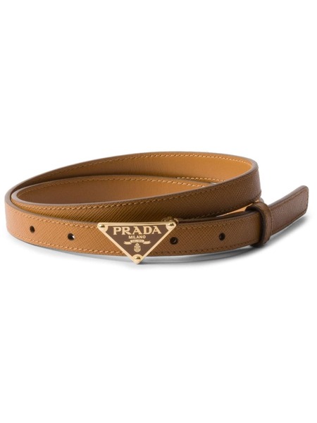  Prada Triangle-logo Leather Belt - Brown 