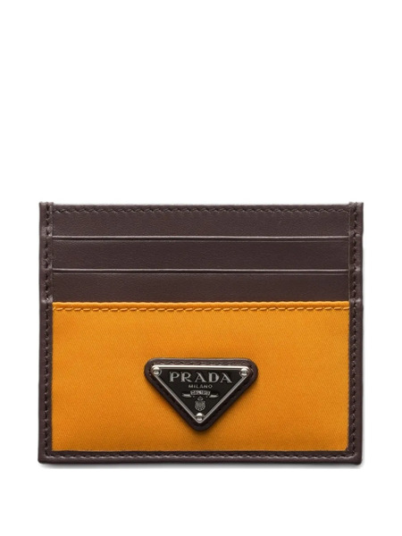  Prada Triangle-logo Leather Card Holder - Orange 