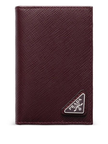 Prada Triangle-logo Leather Card Holder - Red 