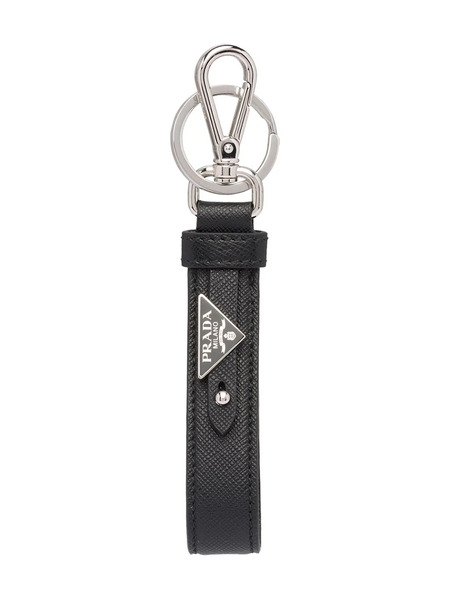 Prada Triangle-logo Leather Keychain - Black 