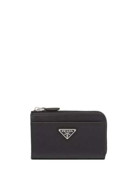  Prada Triangle-logo Leather Keychain - Black 