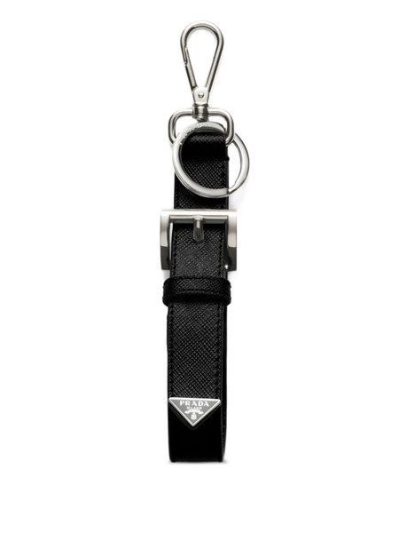  Prada Triangle-logo Leather Keyring - Black 