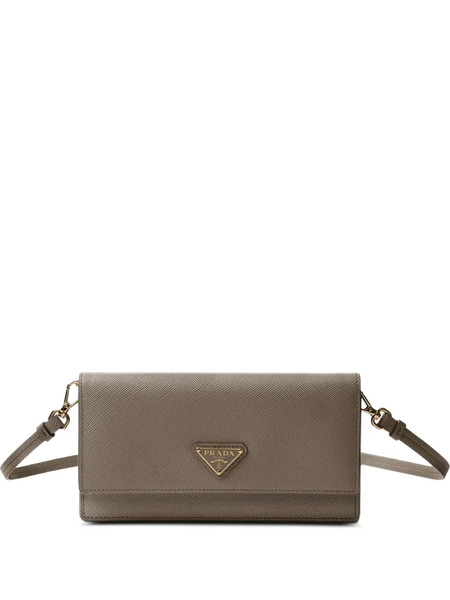  Prada Triangle-logo Leather Mini Bag - Grey 