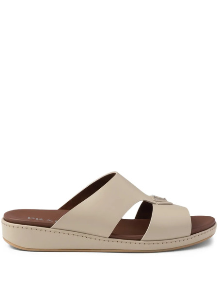  Prada Triangle-logo Leather Sandals - Neutrals 