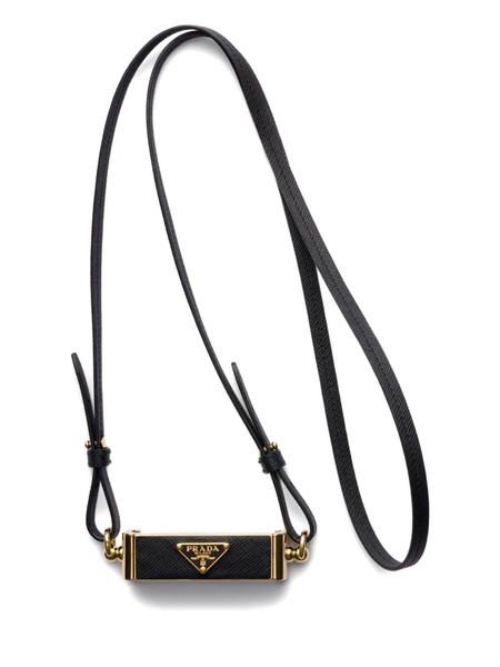  Prada Triangle-logo Leather Smartphone Case - Black 