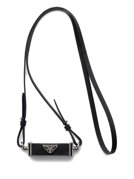  Prada Triangle-logo Leather Smartphone Case - Black 