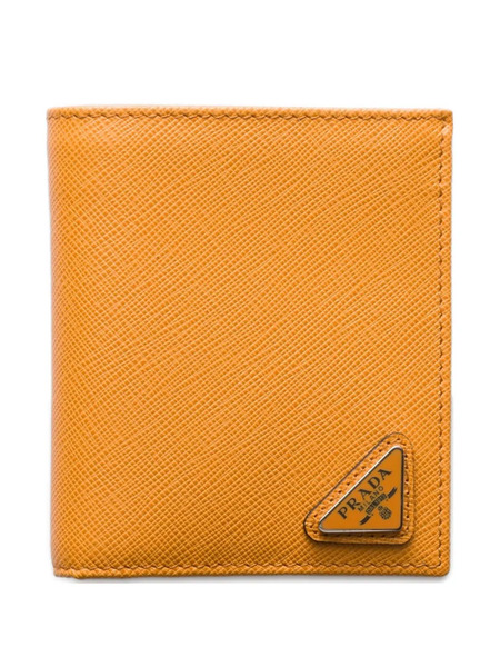  Prada Triangle-logo Leather Wallet - Yellow 