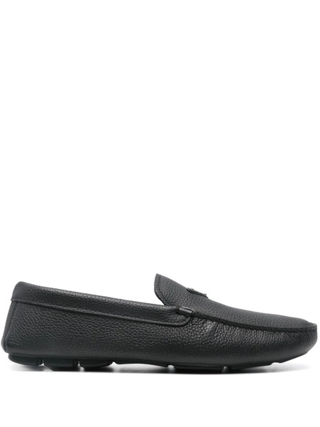  Prada Triangle Logo Loafers - Black 