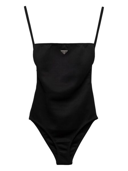  Prada Triangle-logo Open-back Swimsuit - Black 