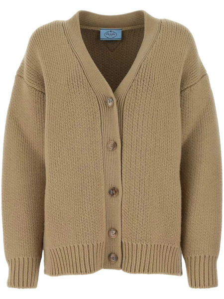  Prada Triangle-logo Oversized Cardigan - Brown 