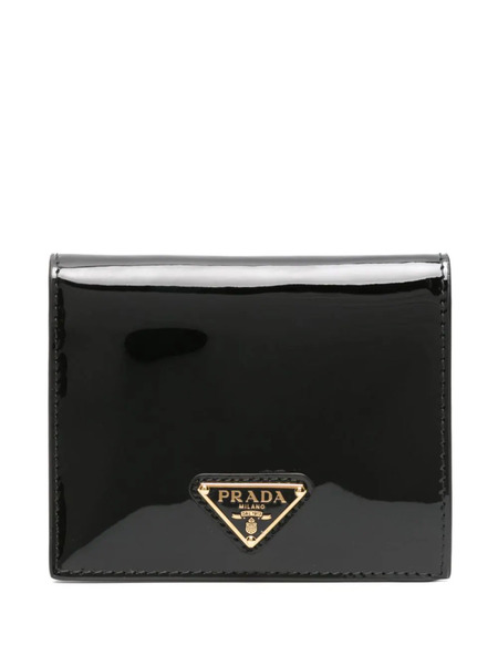  Prada Triangle-logo Patent Leather Wallet - Black 