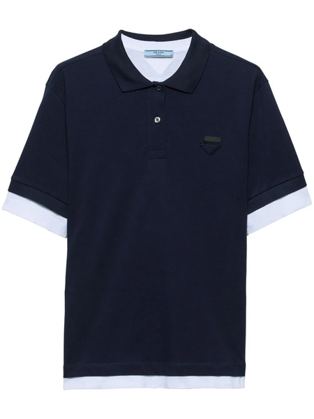  Prada Triangle Logo Polo Shirt - Blue 