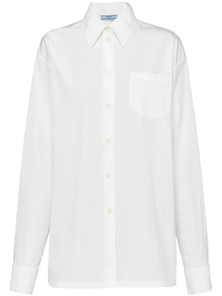 Prada Triangle-logo Poplin Shirt - White 