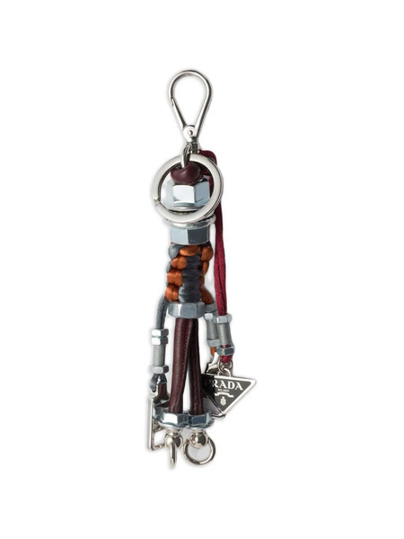  Prada Triangle Logo Robot Keyring - Grey 
