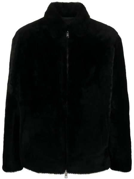  Prada Triangle-logo Shearling Jacket - Black 