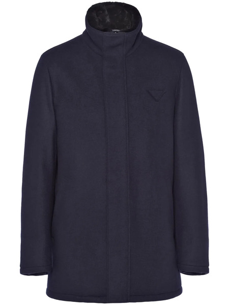  Prada Triangle-logo Shearling Jacket - Blue 