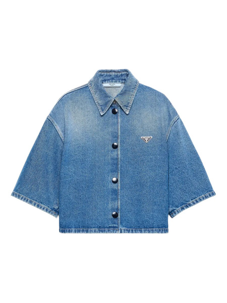  Prada Triangle-logo Short-sleeved Shirt - Blue 