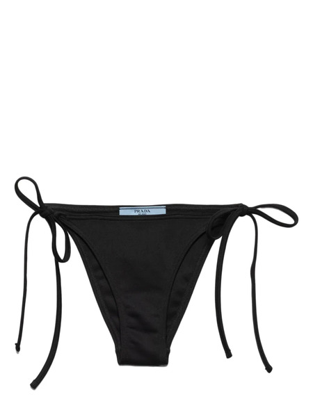  Prada Triangle-logo Side-tie Bikini Bottom - Black 