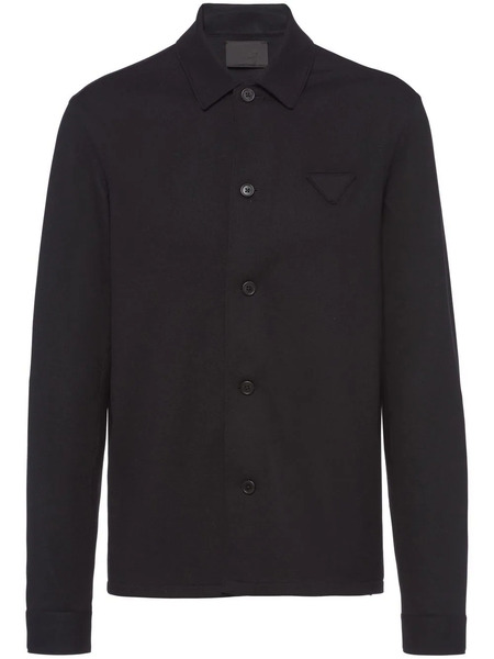  Prada Triangle-logo Wool-blend Shirt - Black 