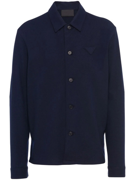  Prada Triangle-logo Wool-blend Shirt - Blue 