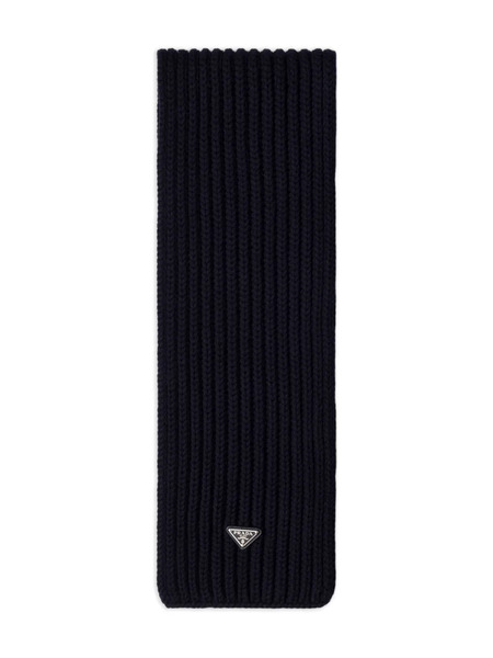  Prada Triangle-logo Wool Scarf - Blue 